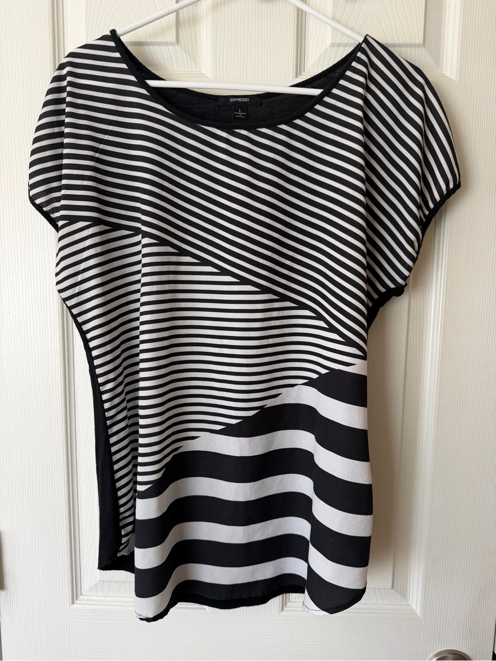 Espresso Black and White Striped Short Sleeve Tee